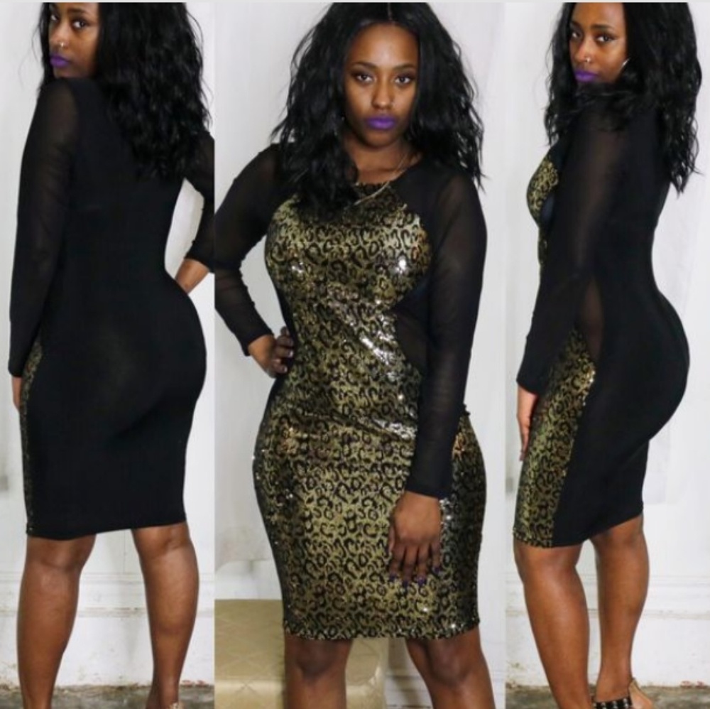 Sequin Cheetah Print Dress